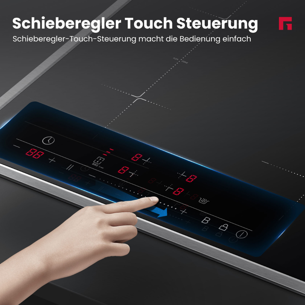 60 cm großes Induktionskochfeld mit Edelstahlrahmen