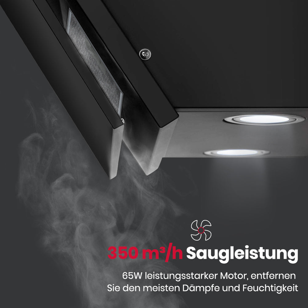 Wandafzuigkap 60 cm zwart