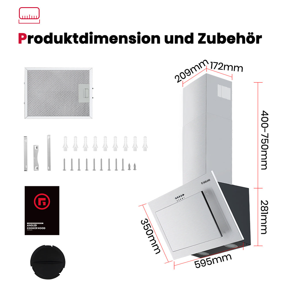 Wand-Dunstabzugshaube 60 cm Silberne