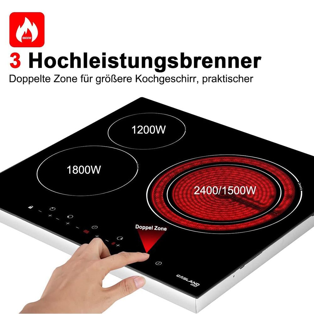 60cm Glaskeramikkochfeld - 3 Kochzonen