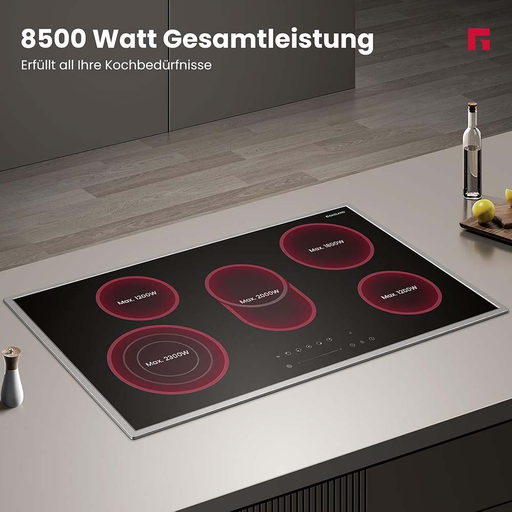 90cm Glaskeramikkochfeld - 5 Kochzonen