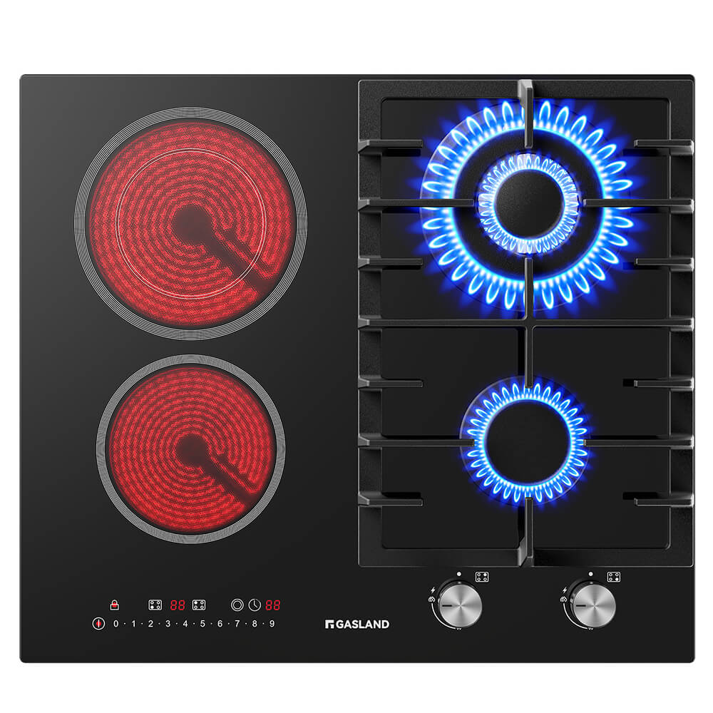 Einbaukochfeld mit Glaskeramik-Kochfeld - 4 Kochzonen und 1 Kochplatte