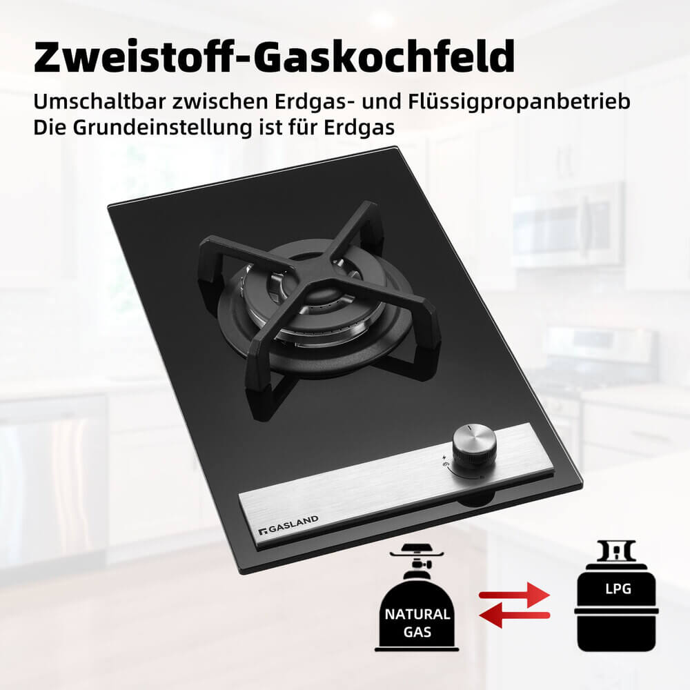 30cm Einbau Glas Gaskochfeld