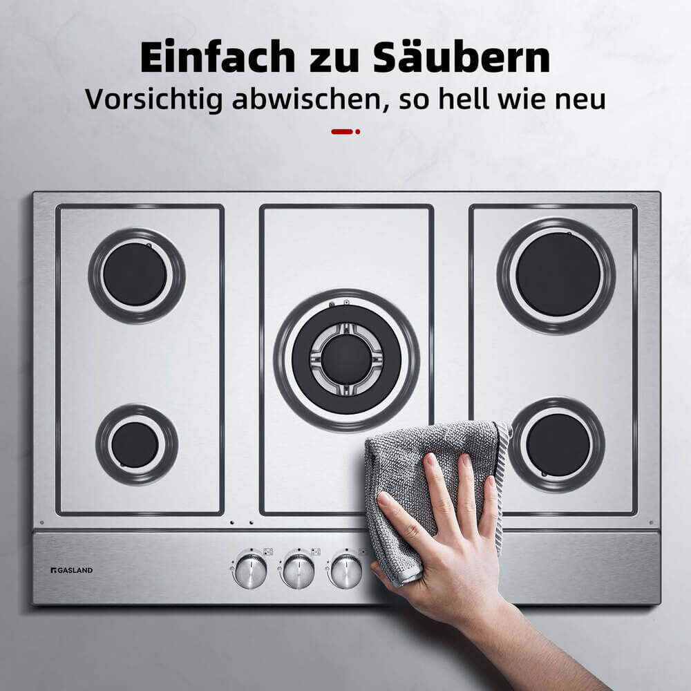 76cm 5 Flammig Edelstahl Einbau Gaskochfeld