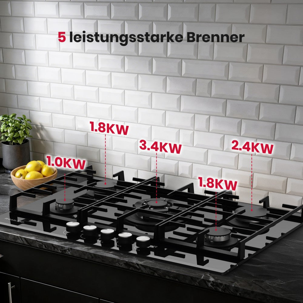 Glazen gaskookplaat van 76 cm