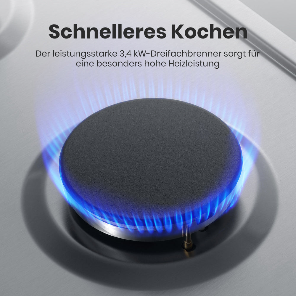 30cm Einbau Gaskochfeld - Edelstahl 2 Flammig