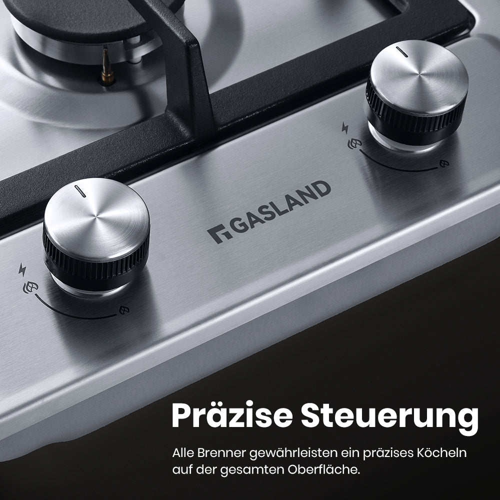 30cm Einbau Gaskochfeld - Edelstahl 2 Flammig