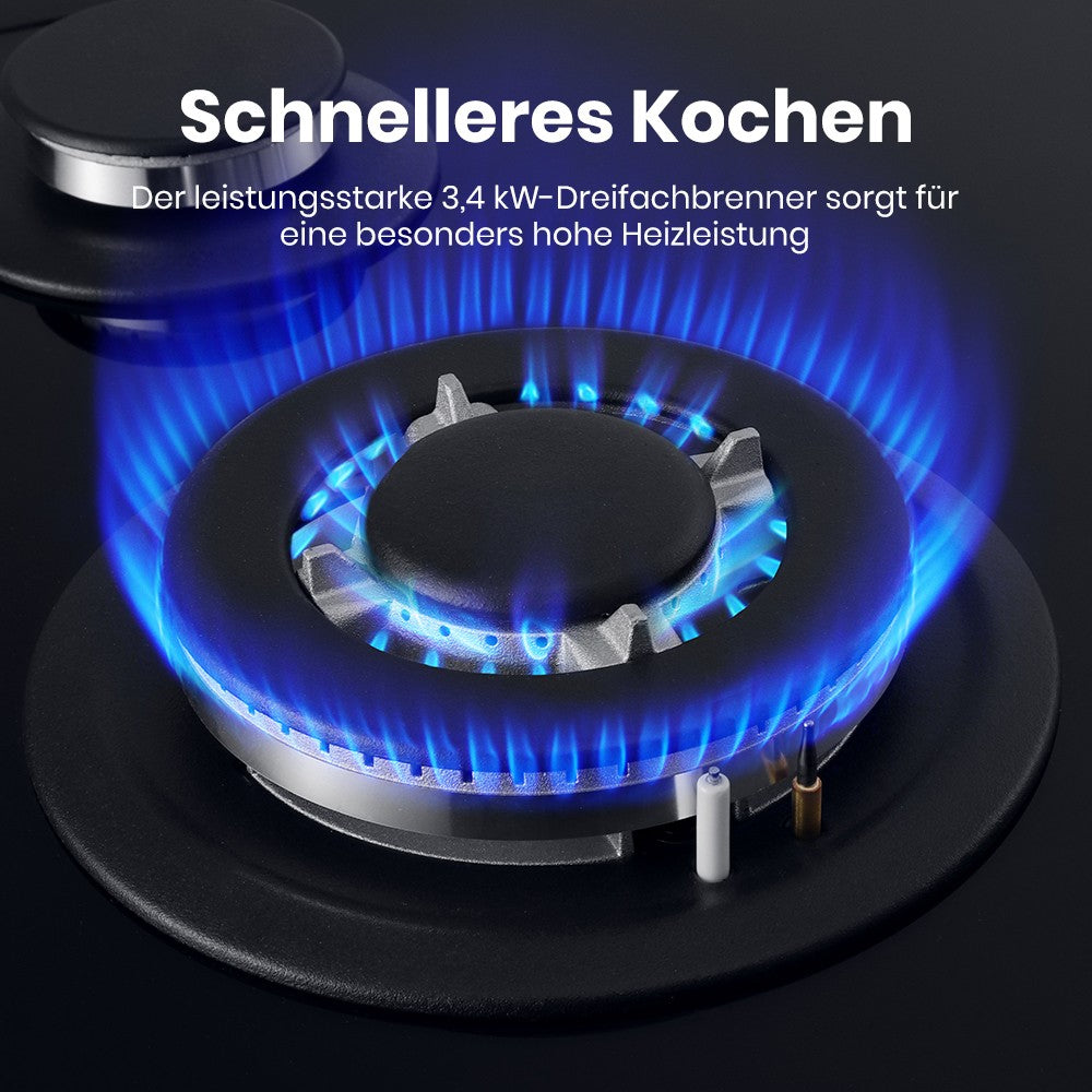 Glazen gaskookplaat van 60 cm