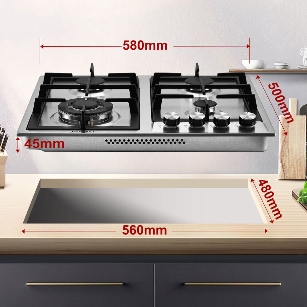 Roestvrijstalen gaskookplaat van 60 cm