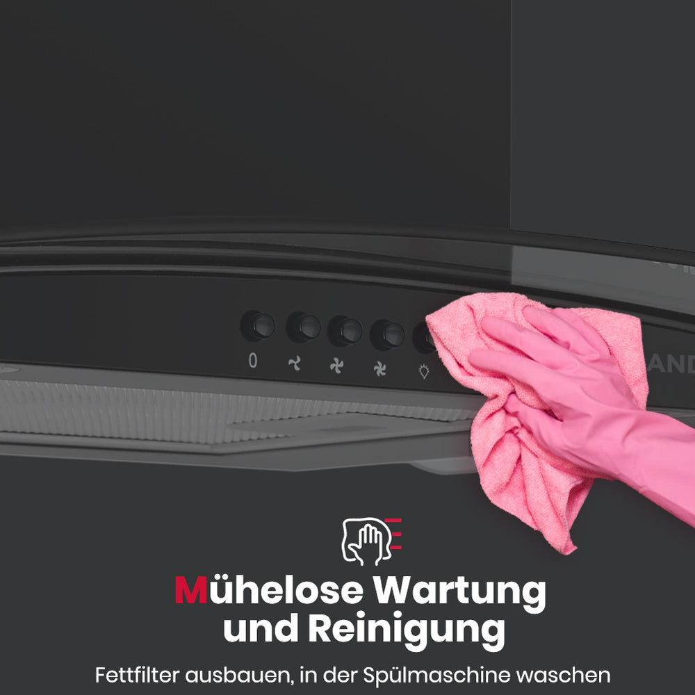 Dunstabzugshaube 60 cm Schwarze Glas