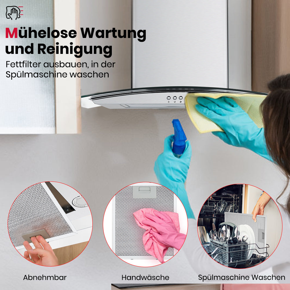 Dunstabzugshaube 60 cm Silber Glas