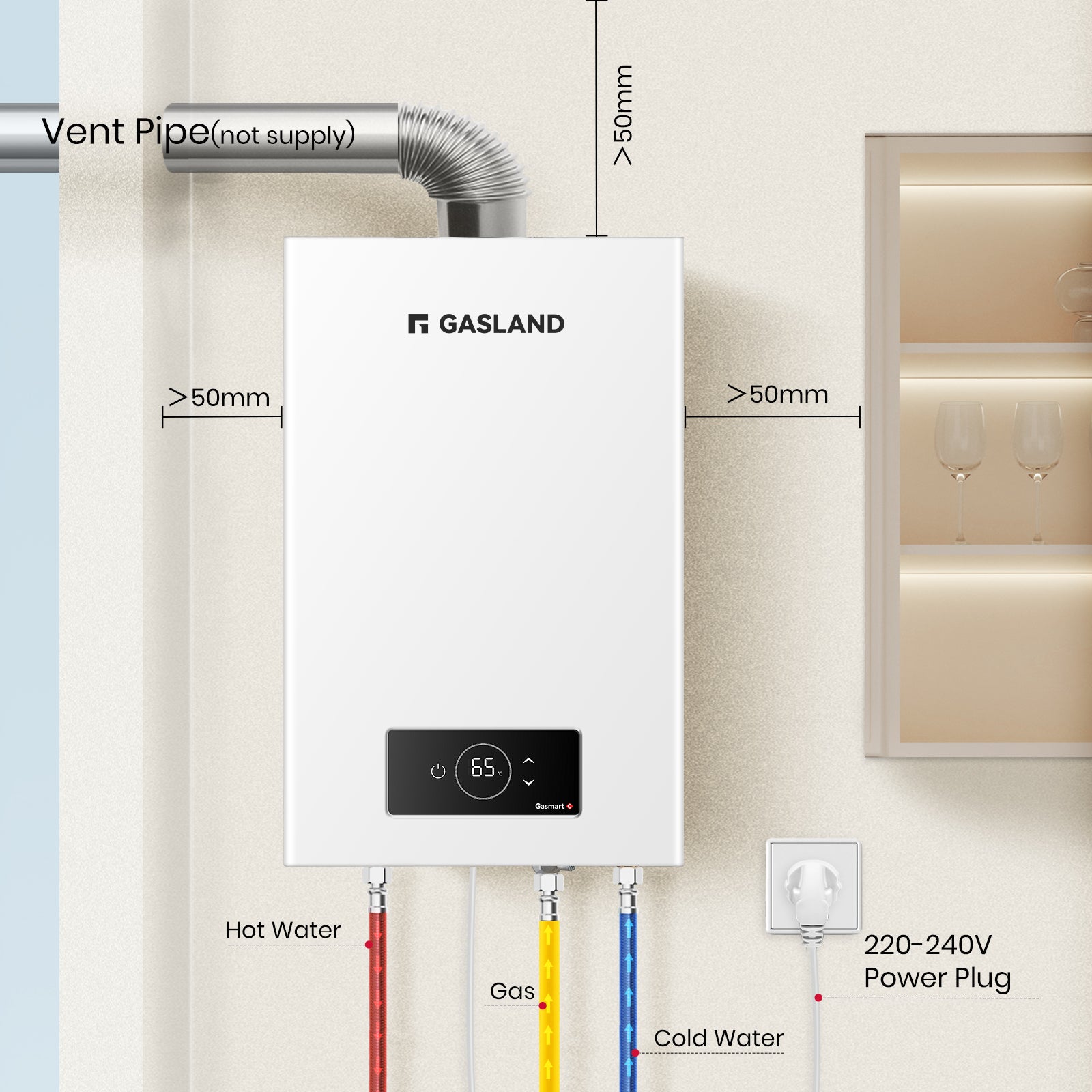GASLAND 12L Natural Gas Instant Water Heater for Households