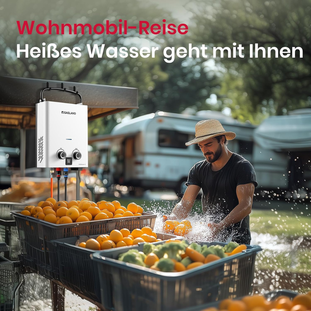 Premium 5L Propangas-Durchlauferhitzer mit Pumpe – 50 mbar