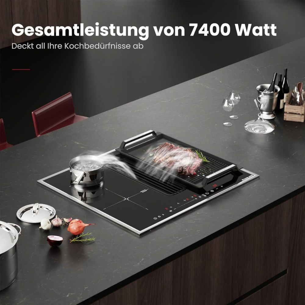 60 cm Induktionskochfeld mit Integriertem Dunstabzug