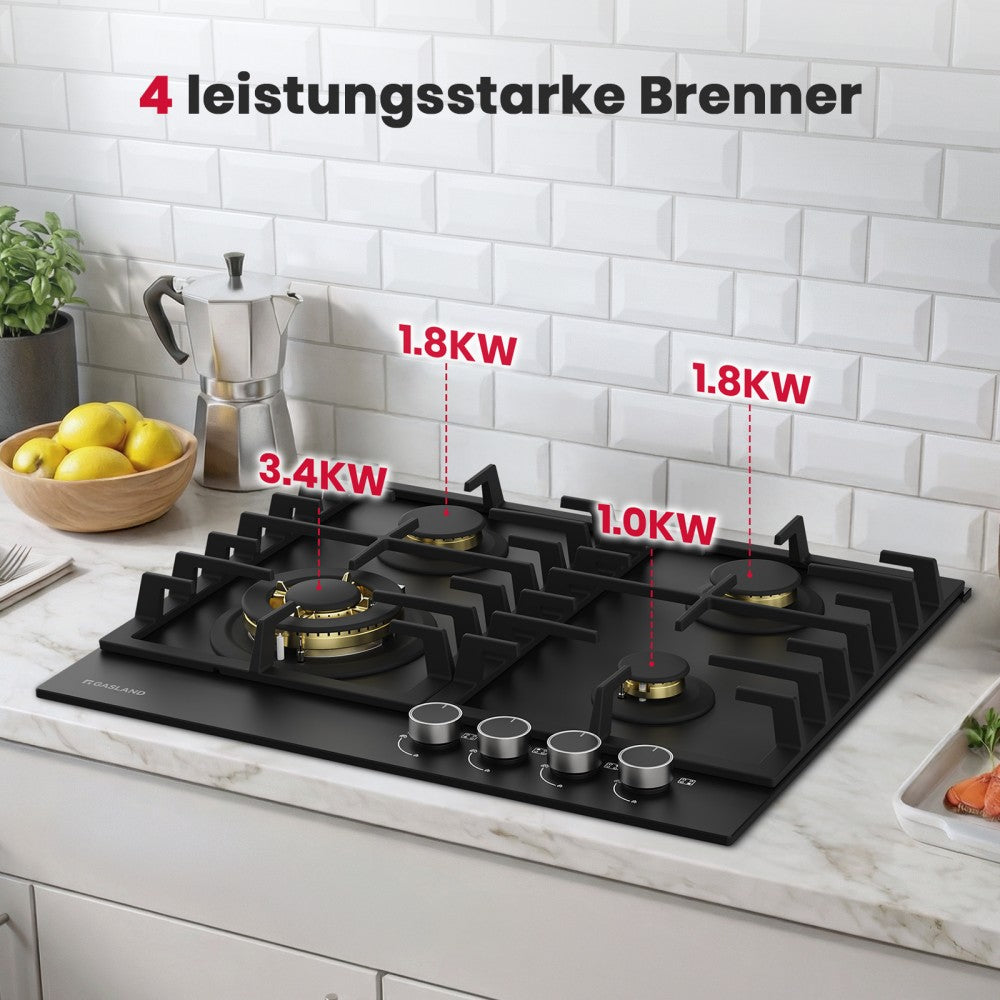 Glazen gaskookplaat van 60 cm