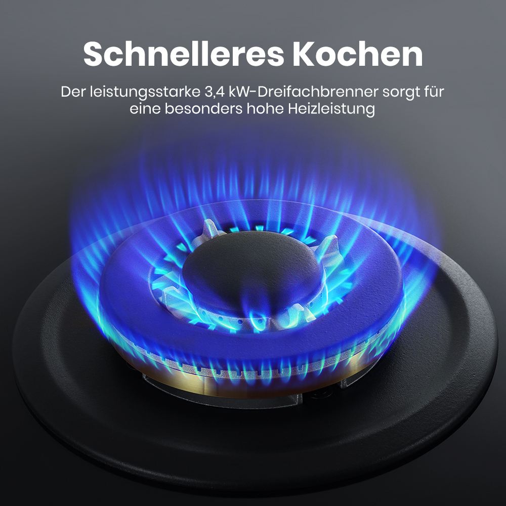 87cm 5 Flammig Messing-Brenner Glas Gaskochfeld