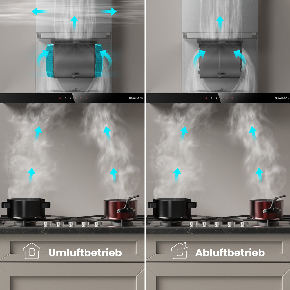 Wandhaube 60 cm Flache T-Form Dunstabzugshaube Silber