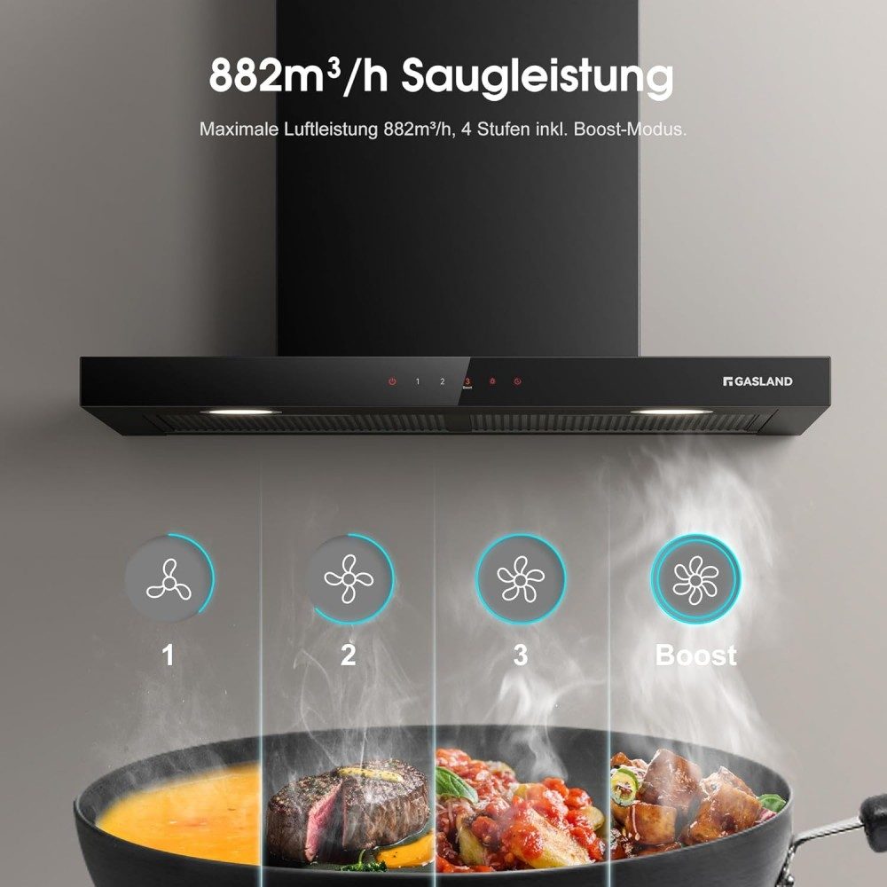 GASLAND Wandhaube 60 cm Flache T-Form Dunstabzugshaube Silber