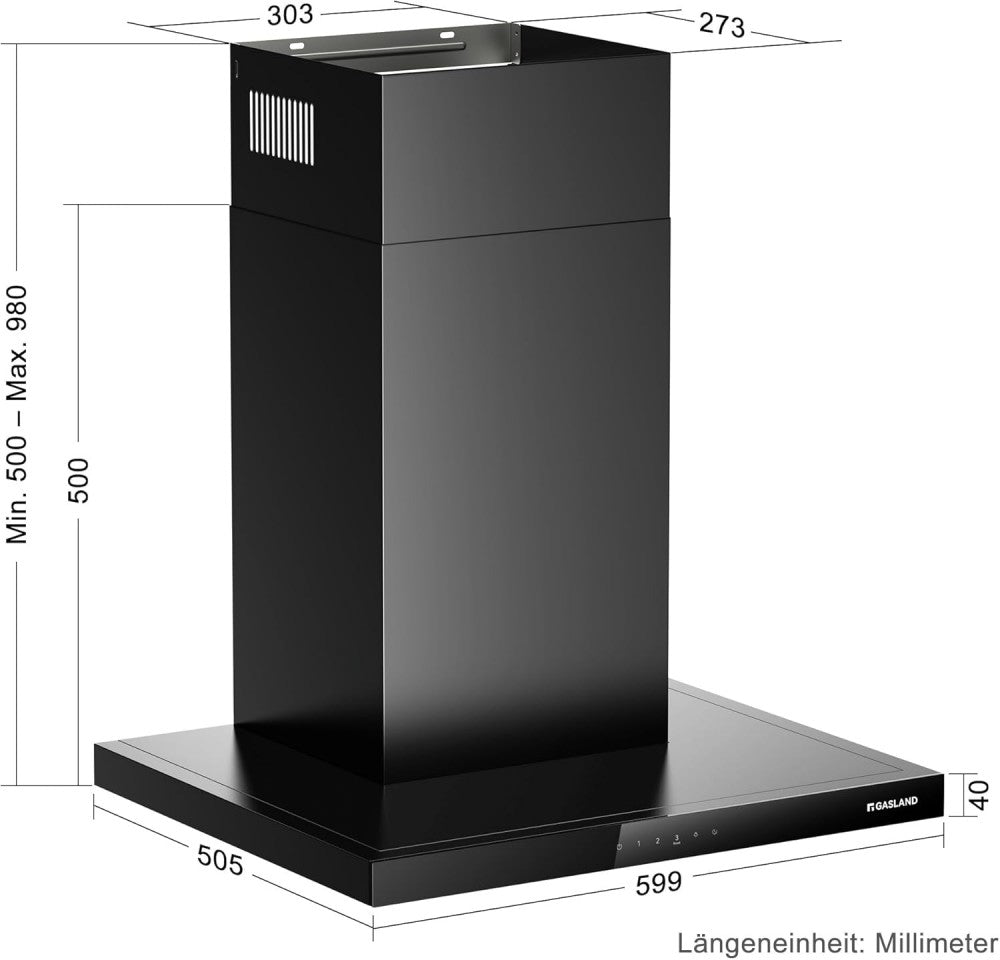 GASLAND Wandhaube 60 cm Flache T-Form Dunstabzugshaube Silber