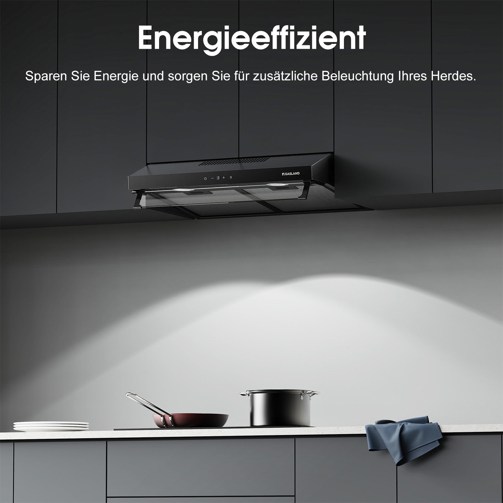 Doppelmotor Dunstabzugshaube 60cm Umluft Schwarze