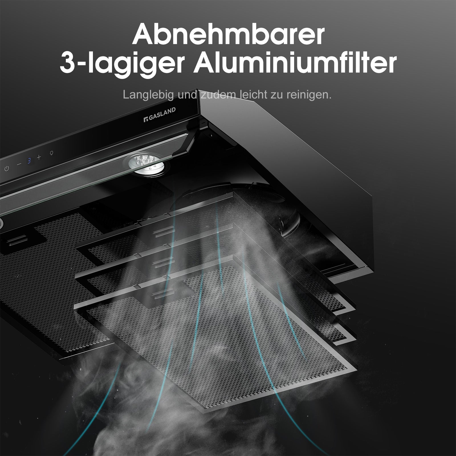 Doppelmotor Dunstabzugshaube 60cm Umluft Schwarze