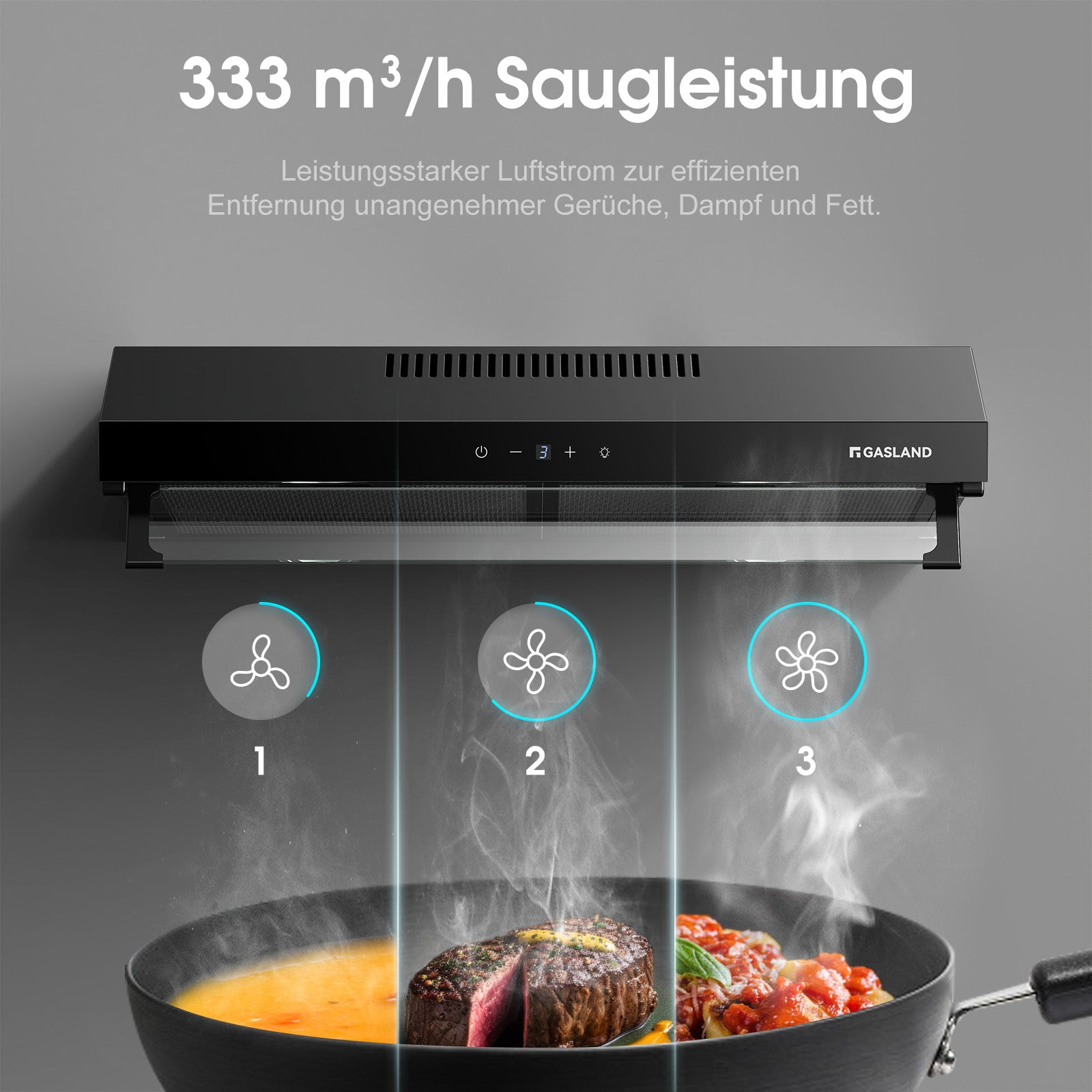 Doppelmotor Dunstabzugshaube 60cm Umluft Schwarze
