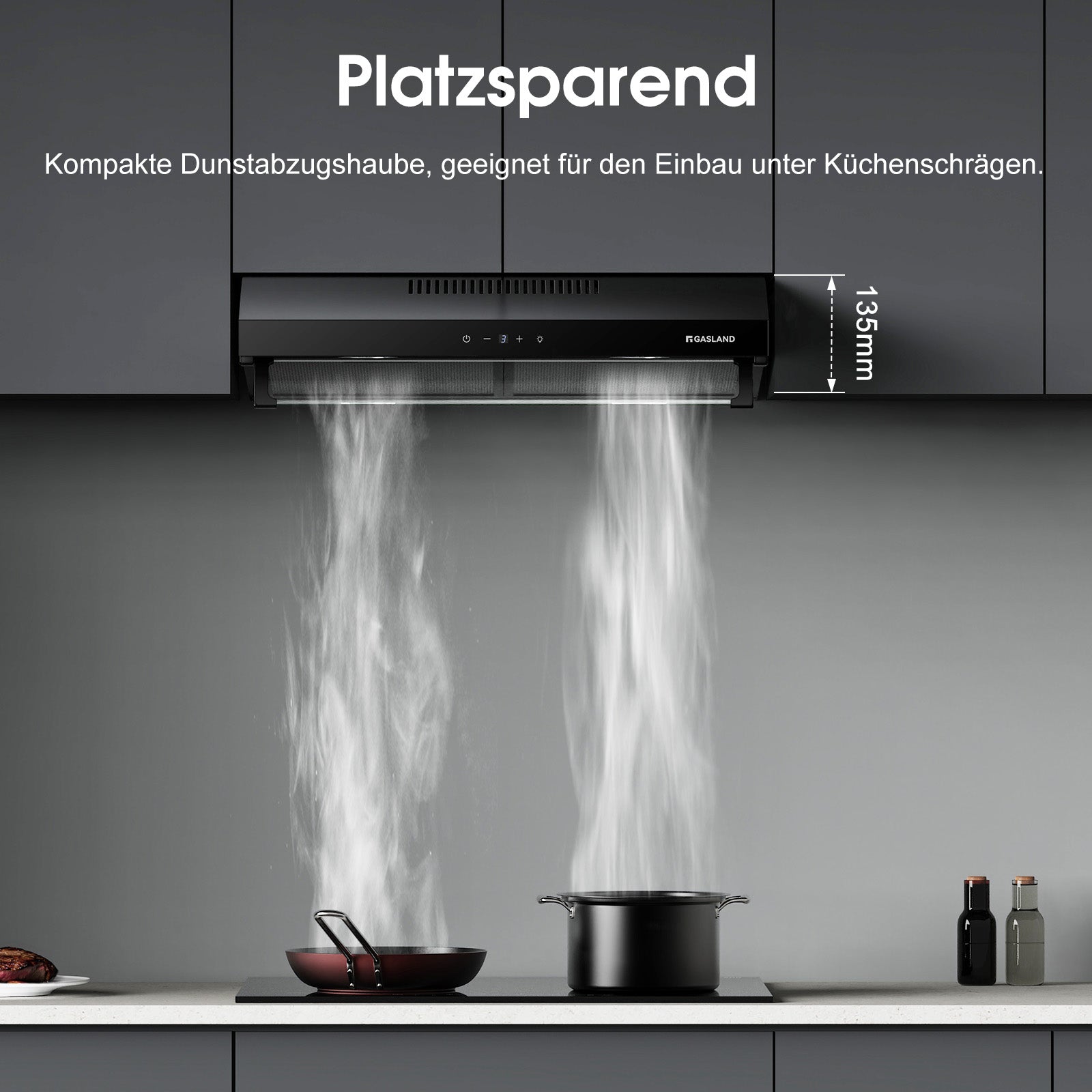 Doppelmotor Dunstabzugshaube 60cm Umluft Schwarze