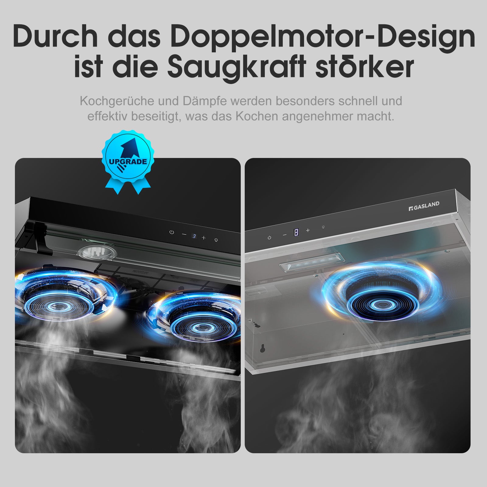Doppelmotor Dunstabzugshaube 60cm Umluft Schwarze