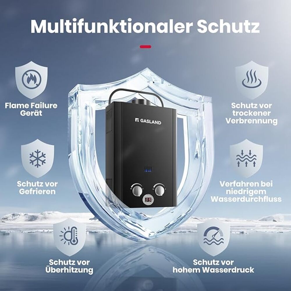 Propangas Gas Durchlauferhitzer - 6L 50mbar LPG Gasdurchlauferhitzer Instant Gasdusche für Camping