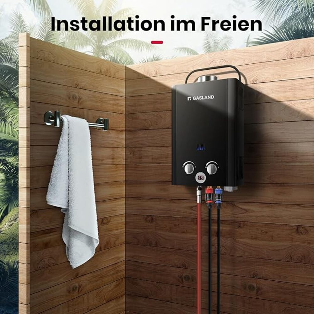 Propangas Gas Durchlauferhitzer - 6L 50mbar LPG Gasdurchlauferhitzer Instant Gasdusche für Camping