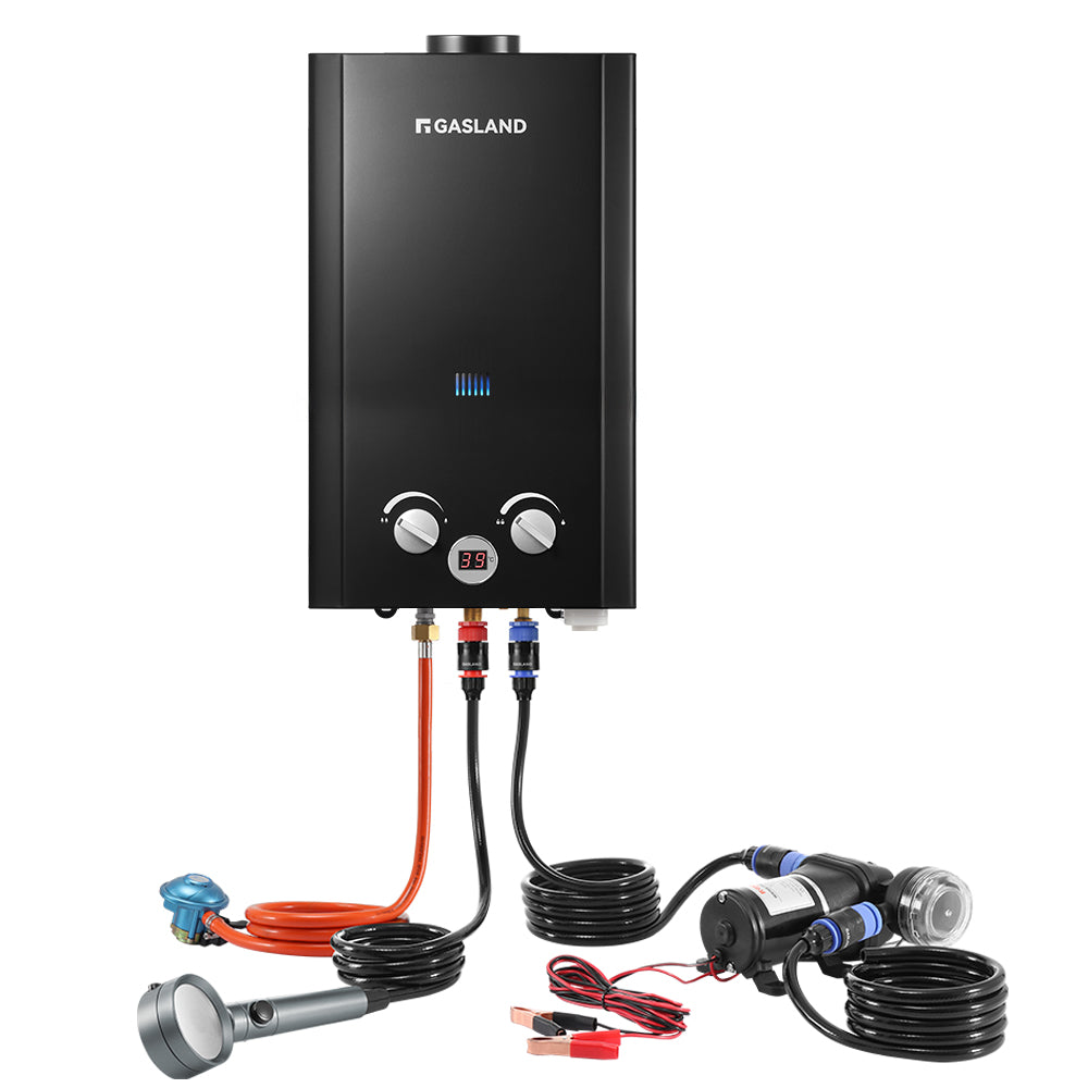 Propangas Gas Durchlauferhitzer - 10L 50mbar Gas Durchlauferhitzer Propan Campingdusche mit Überhitzungsschutz