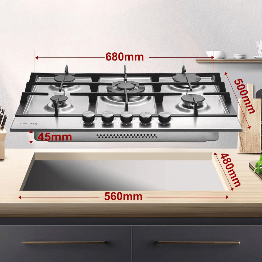 68cm Einbau Gaskochfeld - Edelstahl 5 Flammig