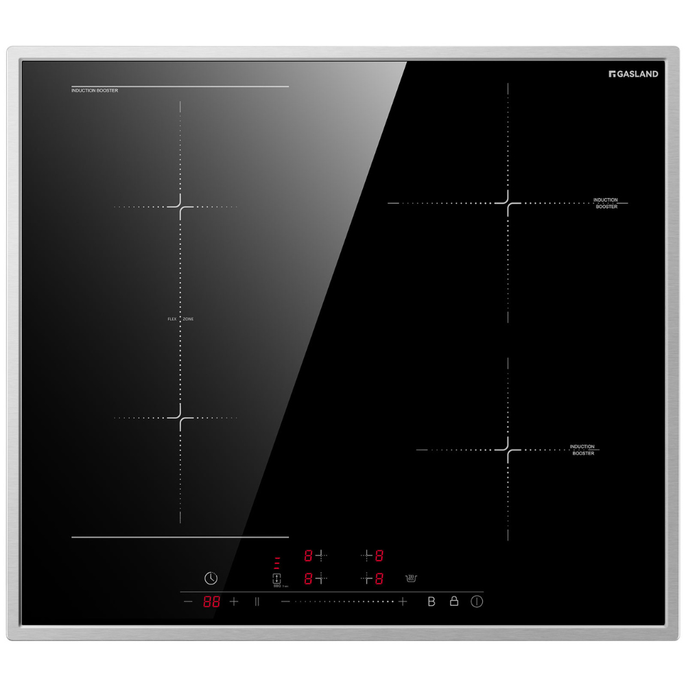 60 cm induction hob with stainless steel frame