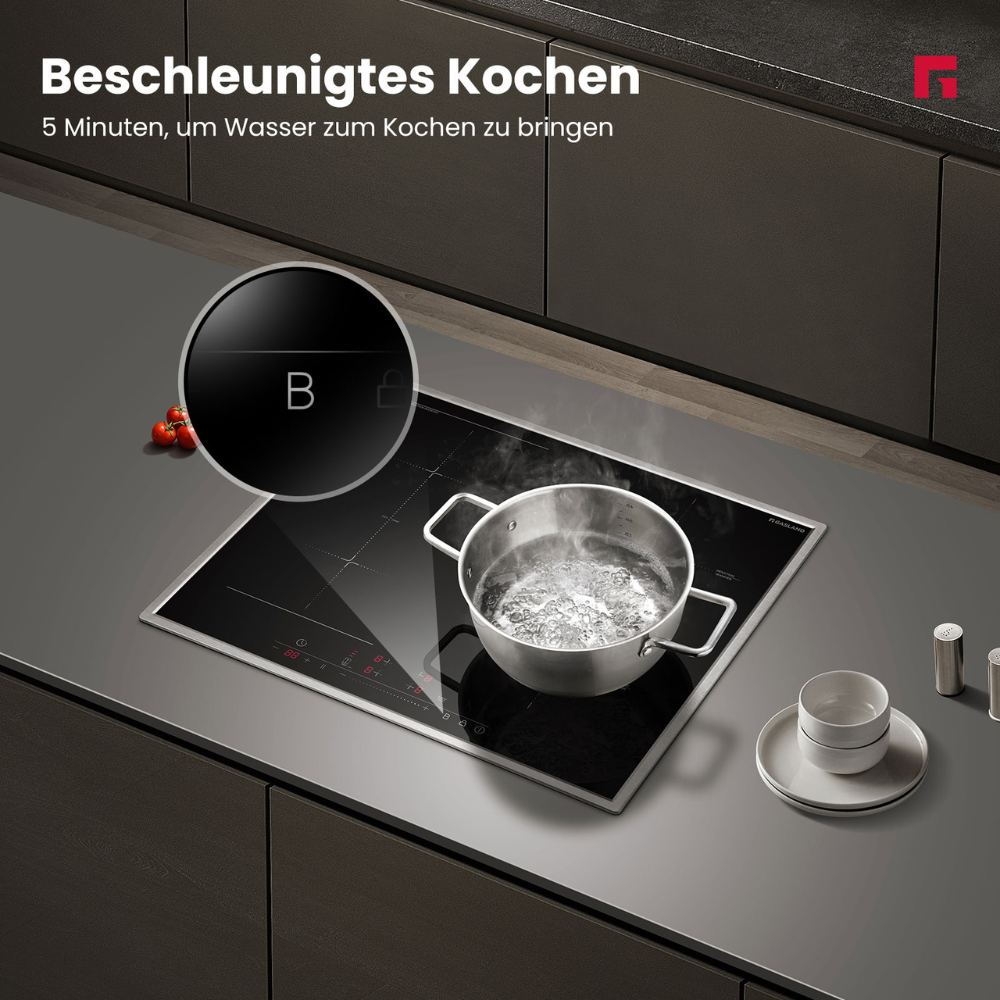 60 cm induction hob with stainless steel frame