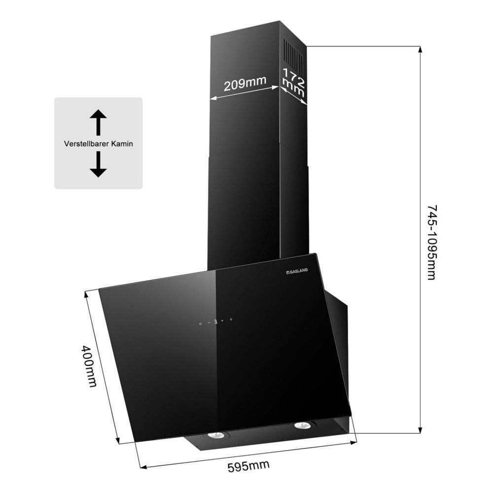 60 cm Kopffrei Dunstabzugshaube - 540 m³/h mit Boost-Funktion