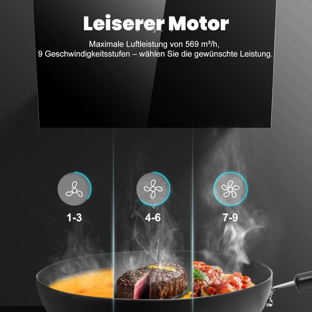60 cm Kopffrei Dunstabzugshaube - 540 m³/h mit Boost-Funktion