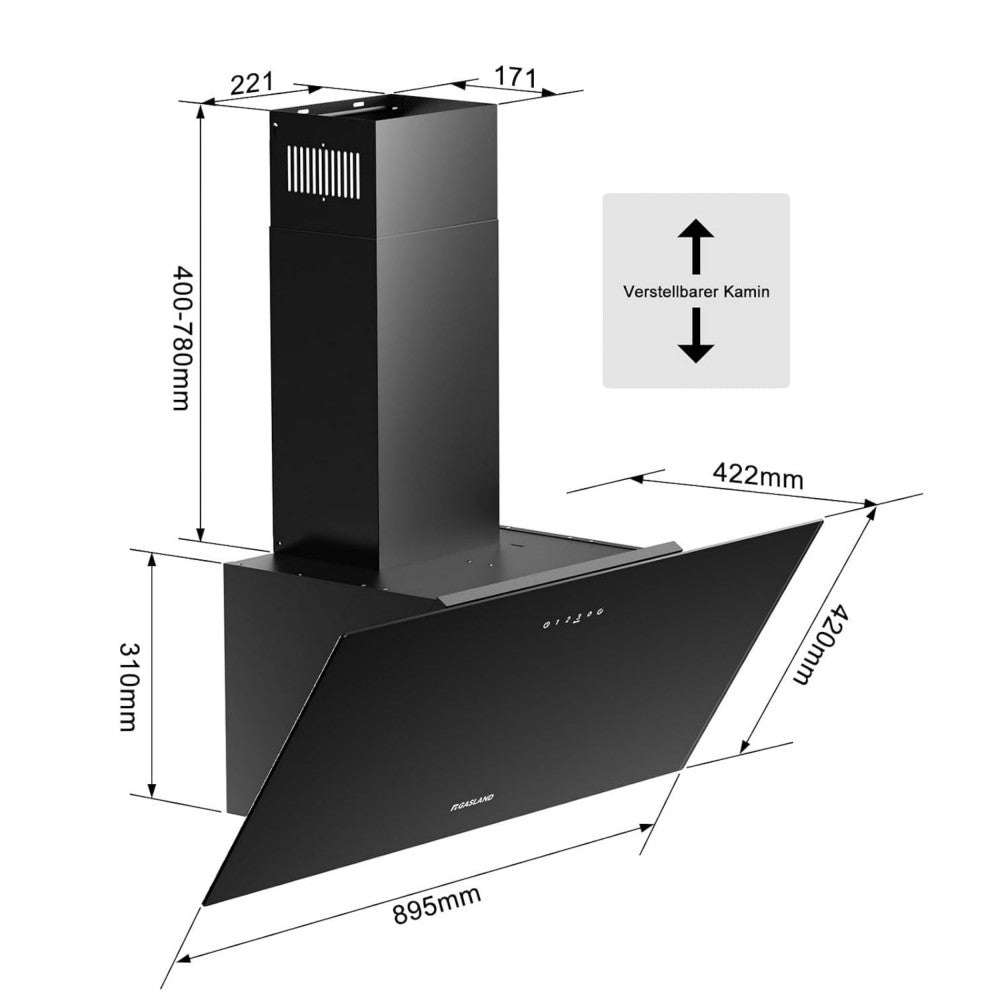 Wall-mounted extractor hood 60 cm Black 
