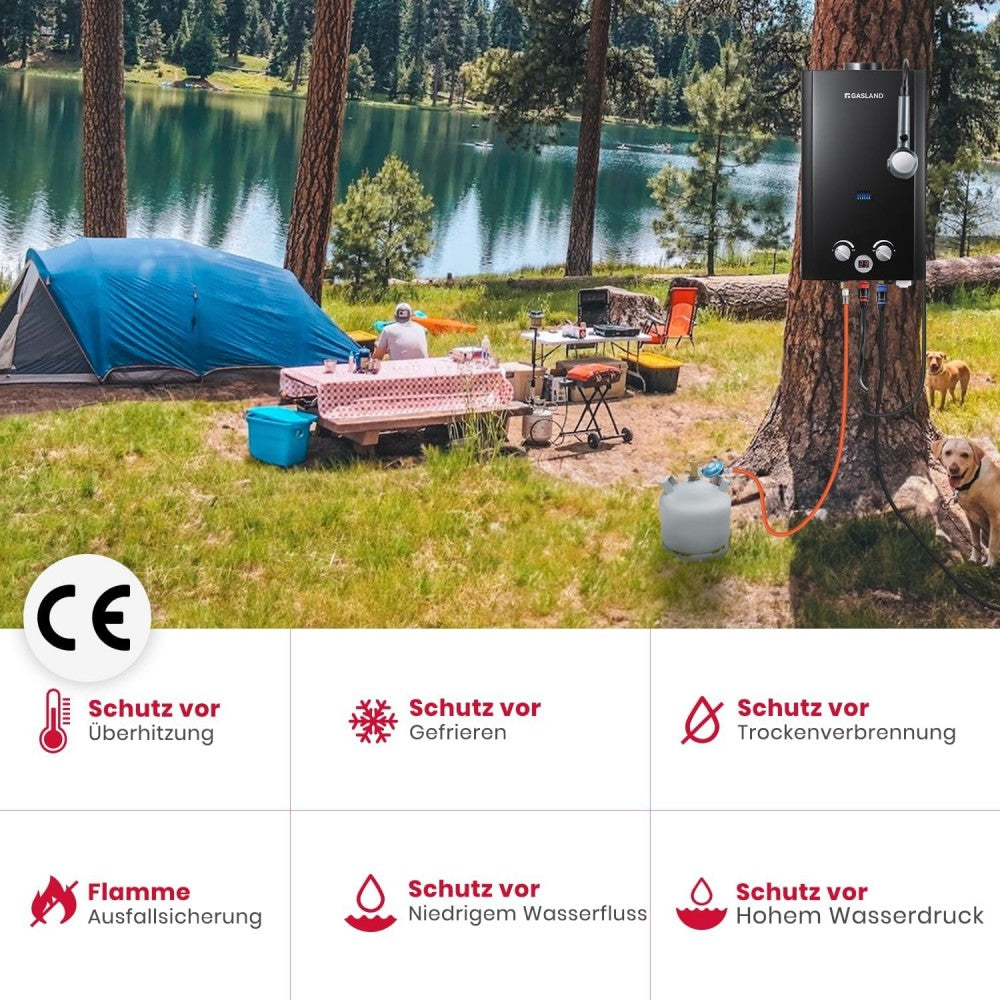 GASLAND 10L Gas Durchlauferhitzer - 50mbar Gas Durchlauferhitzer Propan Campingdusche mit Überhitzungsschutz für den Großhandel