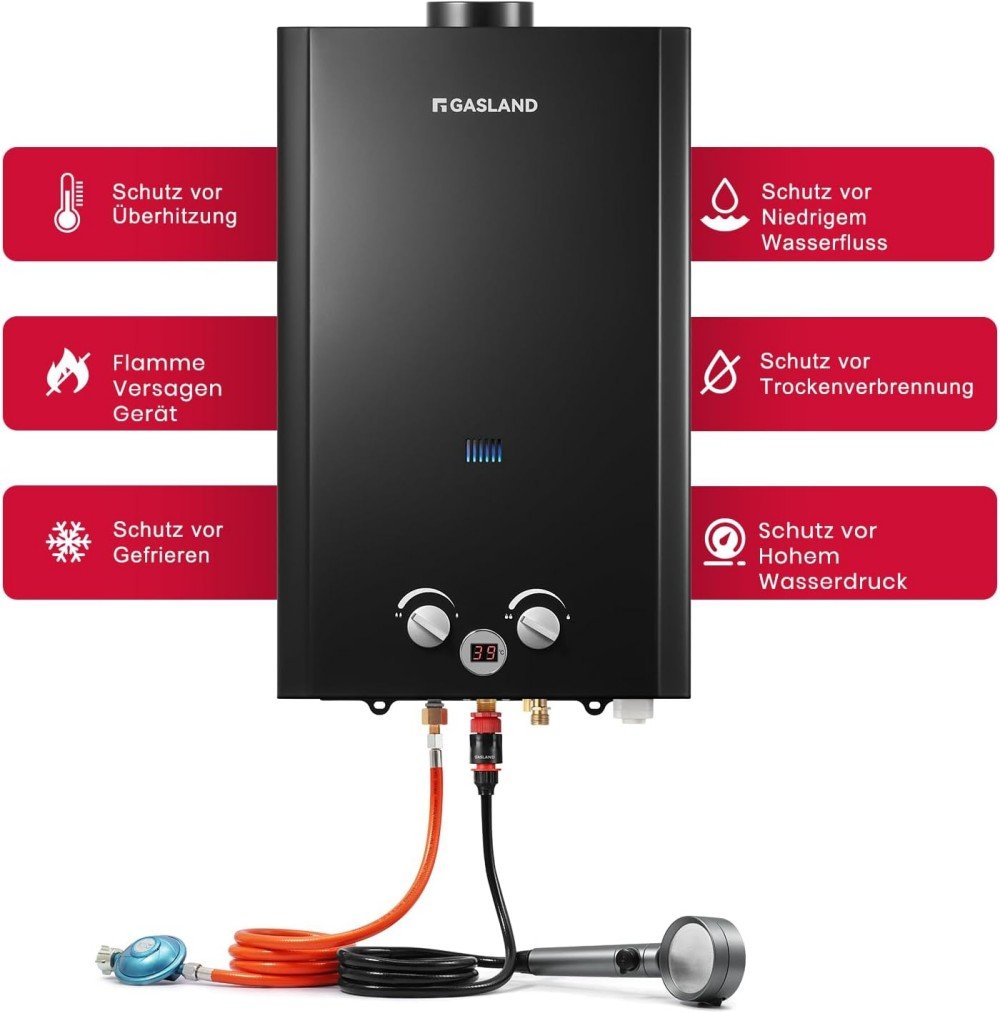 GASLAND 16L Tankless Gas Durchlauferhitzer - 50mbar