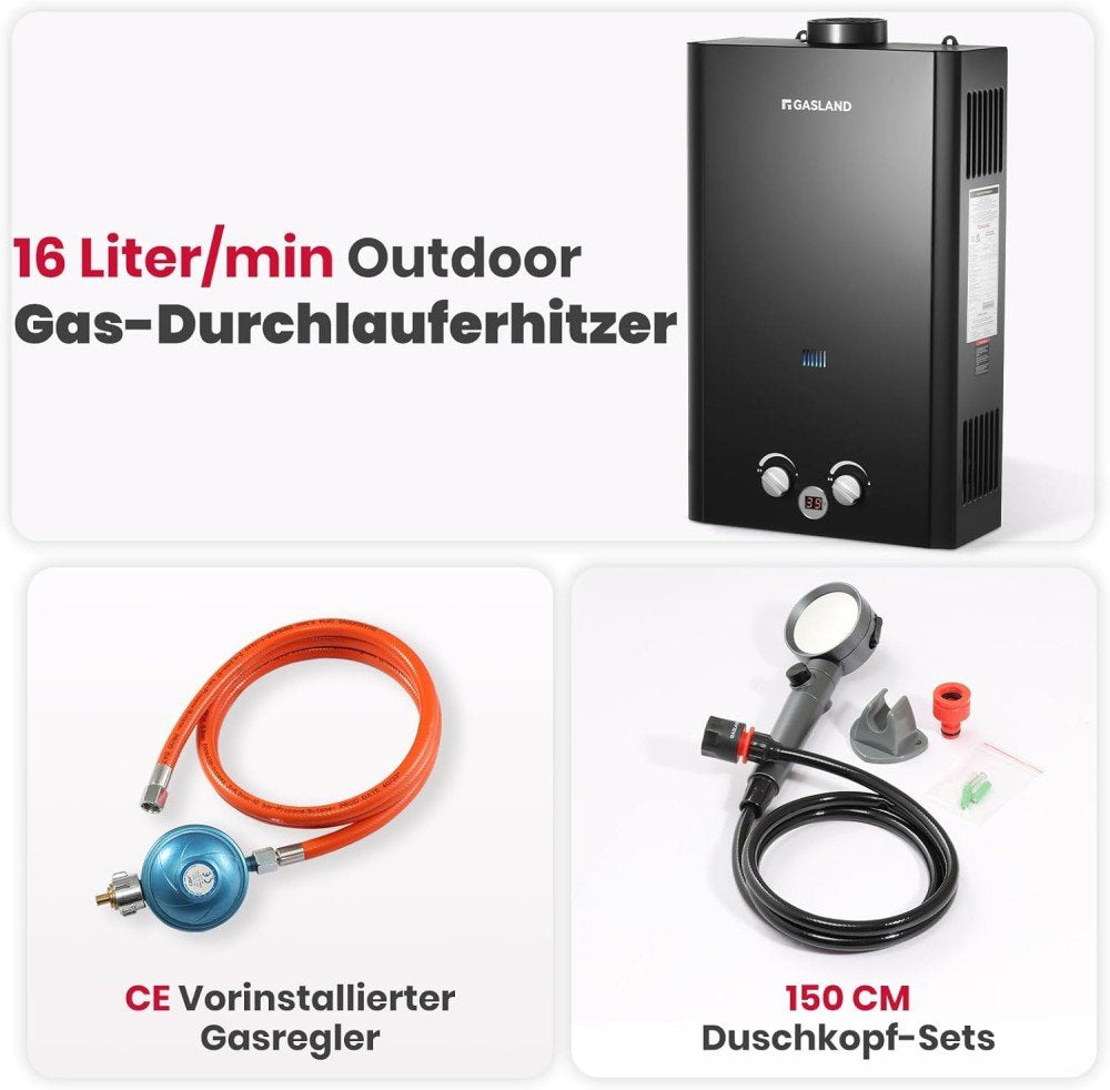 GASLAND propane gas instantaneous water heater - 6L 50mbar