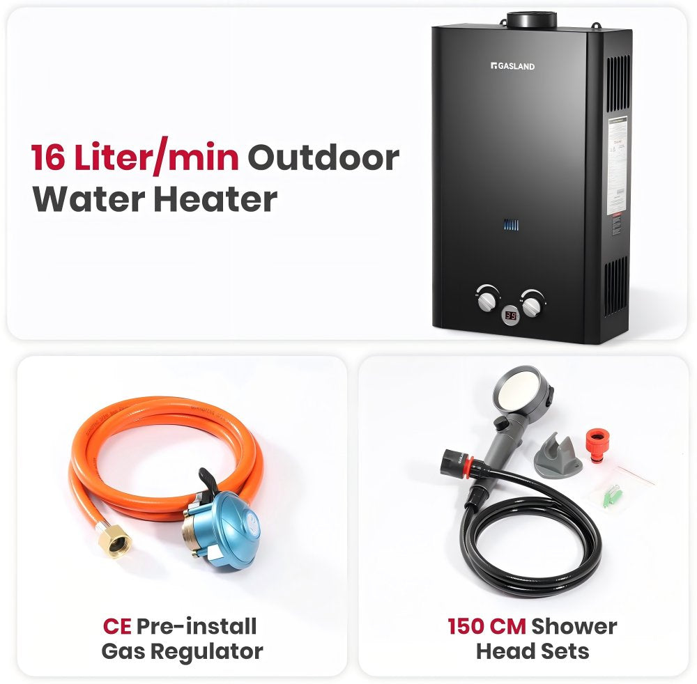 GASLAND propane gas instantaneous water heater - 6L 50mbar
