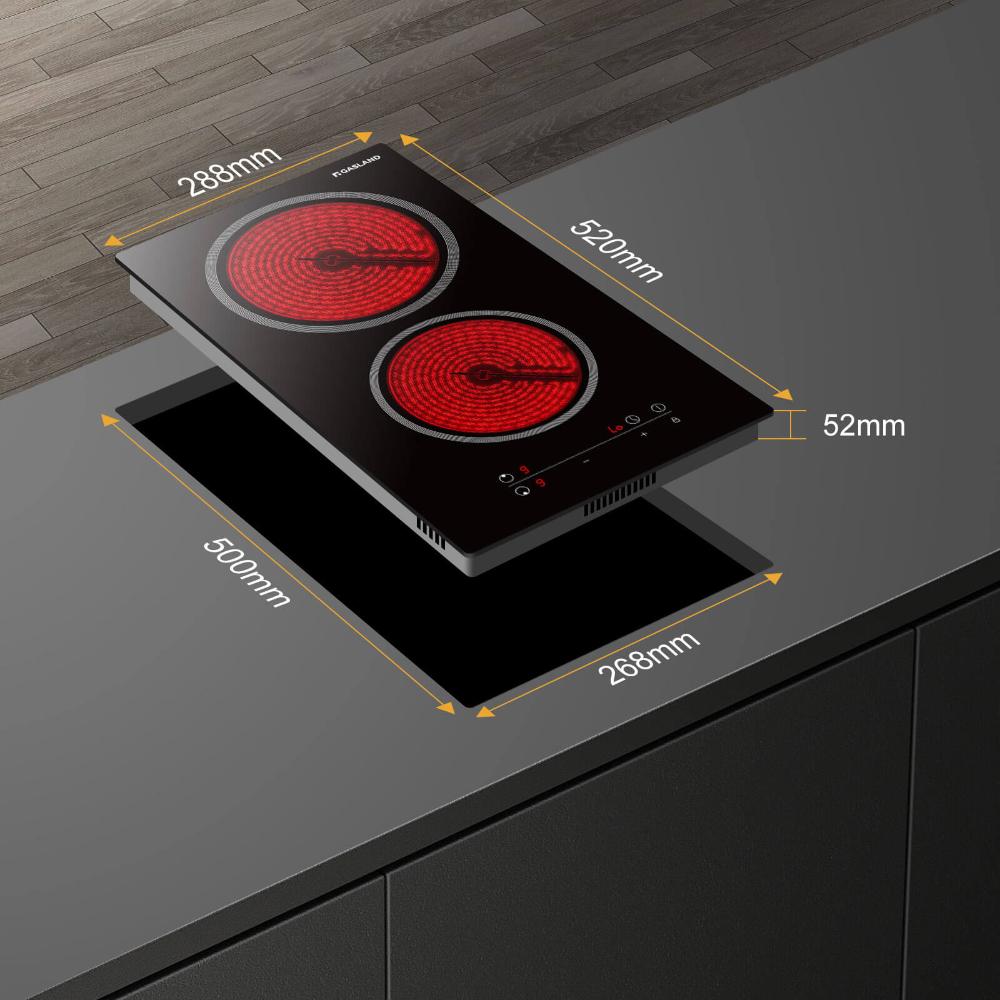 GASLAND Einbaukochfeld 2 Platten Glaskeramik Kochfeld