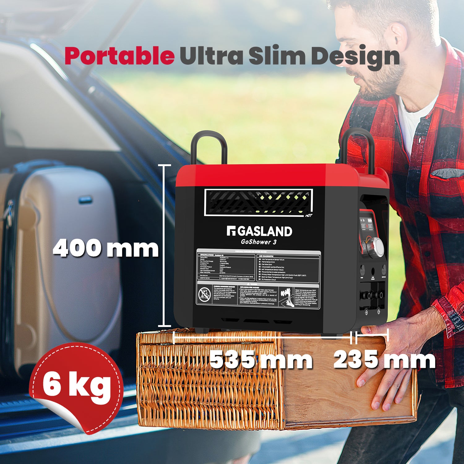 GASLAND G3 Pro 6kW mobiler Gas-Durchlauferhitzer – 50mbar [Energieklasse A]