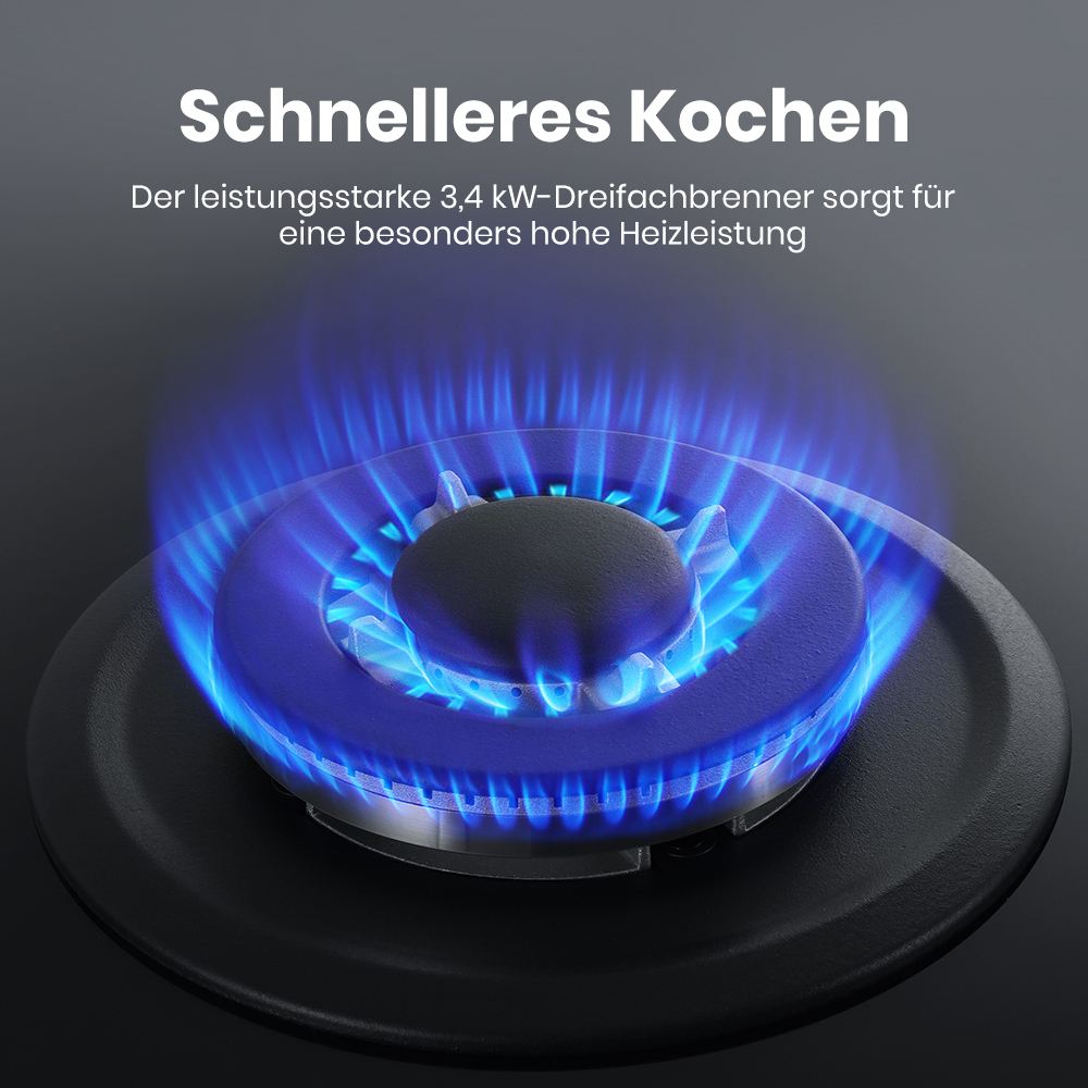 76cm glass gas hob
