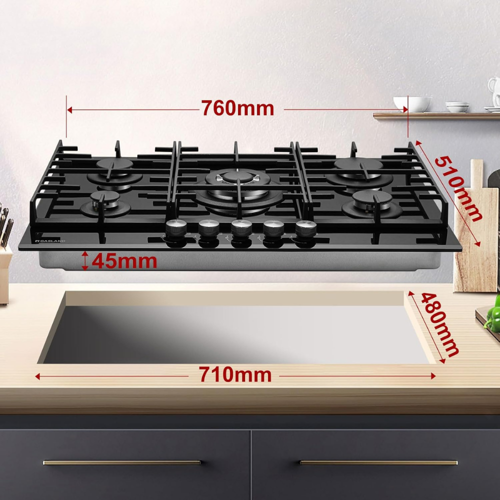 76cm glass gas hob