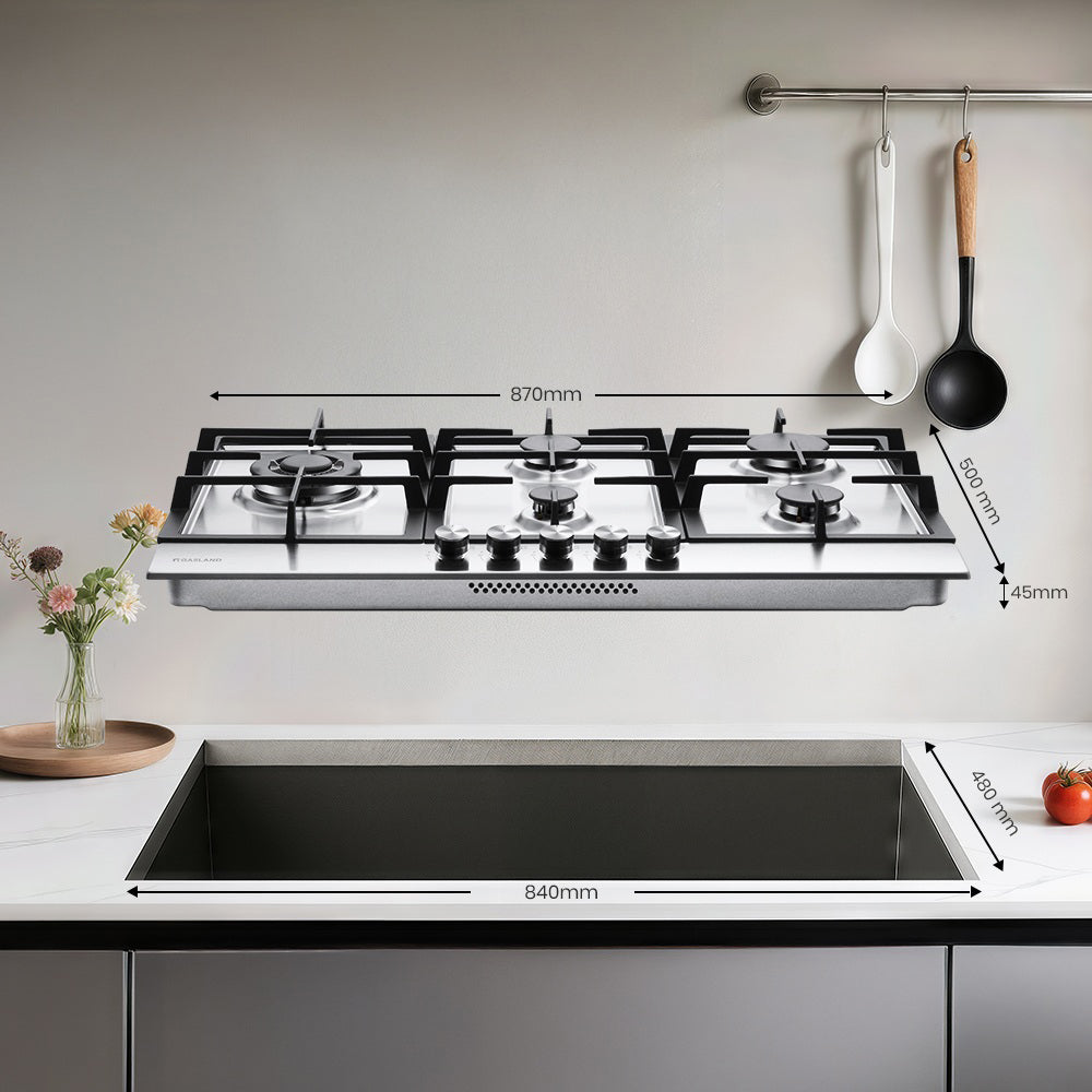 87cm Einbau Gaskochfeld - Edelstahl 5 Flammig