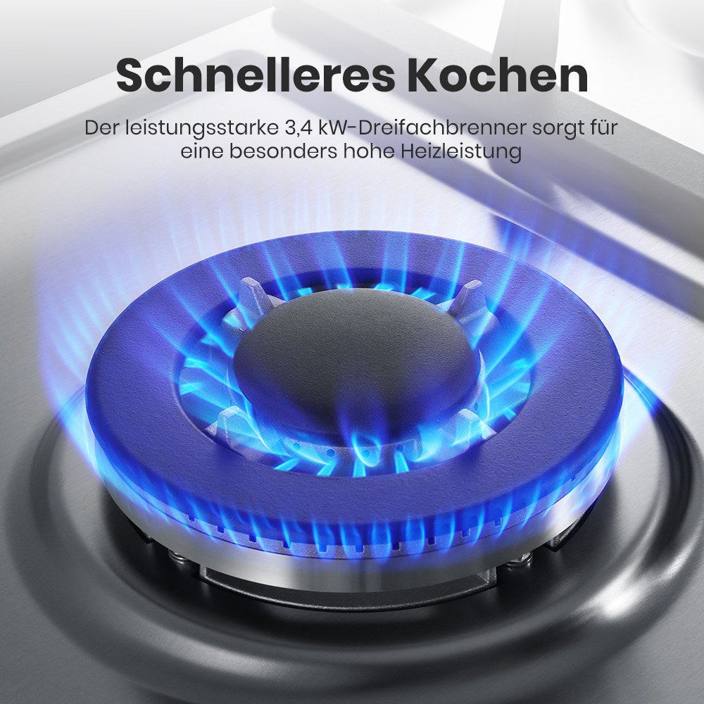 87cm Einbau Gaskochfeld - Edelstahl 5 Flammig