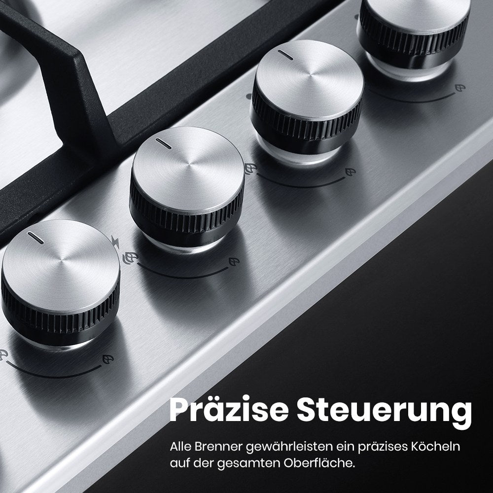 87cm Einbau Gaskochfeld - Edelstahl 5 Flammig