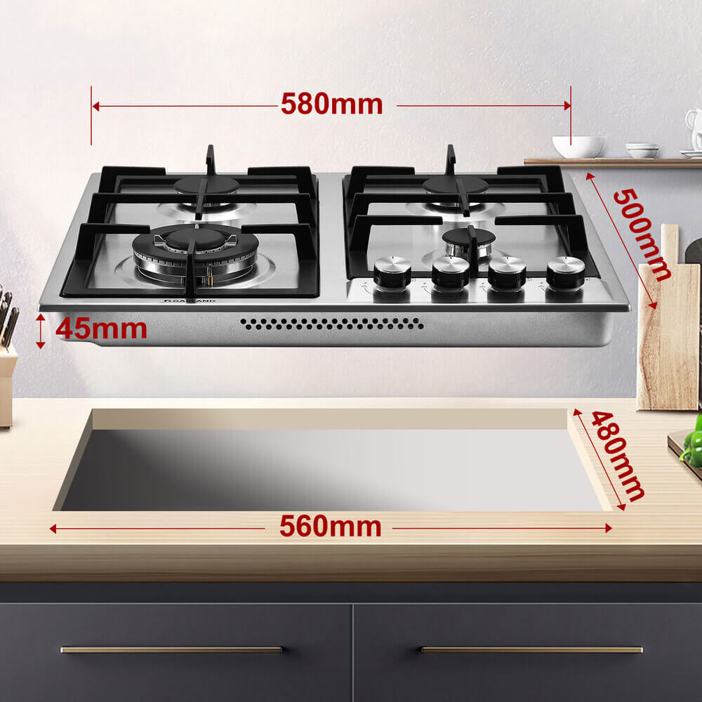 GASLAND Einbau Gaskochfeld Edelstahl 4 Flammig
