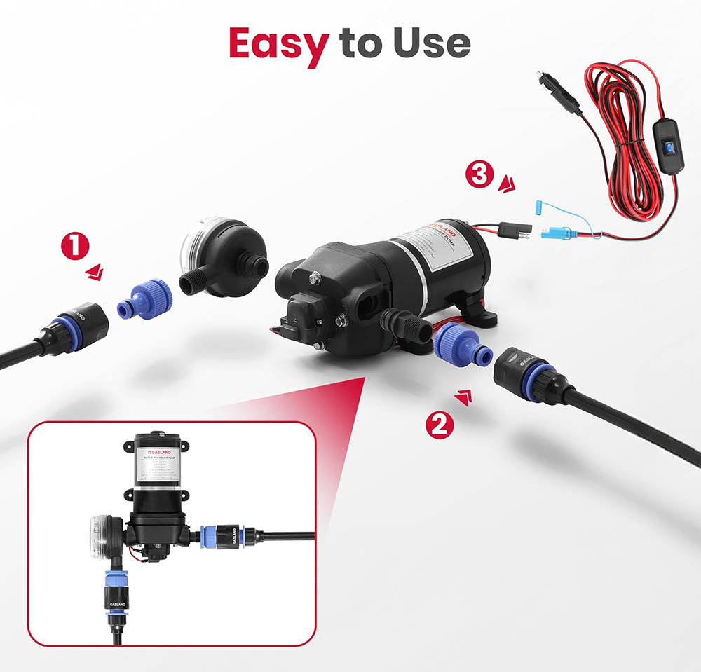 GASLAND 12V DC Wasserpumpen-Kit mit 12,5 Litern pro Minute und 2,8 Bar
